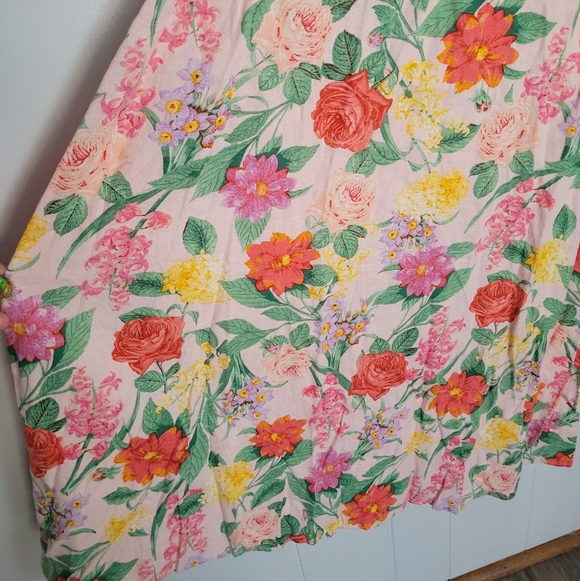 NWT Old Navy Linen Blend Twist Front Floral Midi Dress Pink Green Garden Party L - Picture 9 of 15